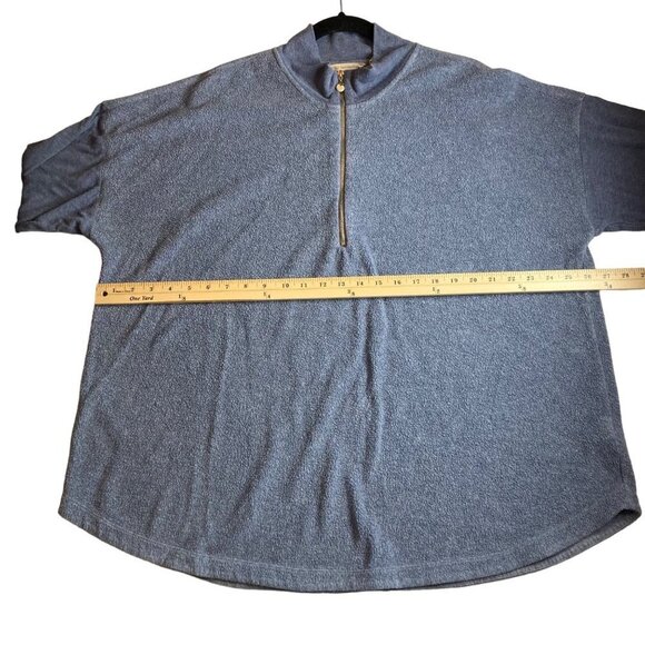 Soft Surroundings Adalyn Fleece Tunic Sz 2X Ribbed Sleeve 1/4 Zip Blue Lagenlook - Picture 7 of 10